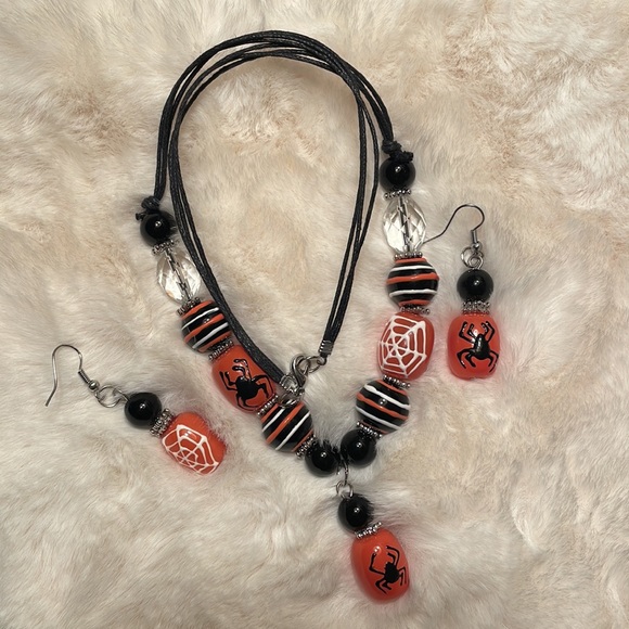 Pier 1 Imports Hand Painted Glass Bead Seasonal Necklace & Earring Set - Picture 9 of 9